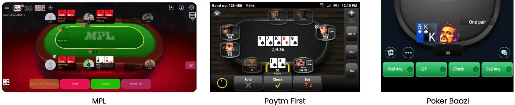 MPL, Paytm First and Poker Baazi: landscape, cluttered and alike