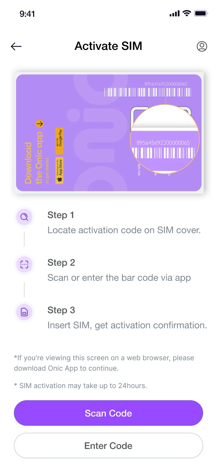 Activate SIM